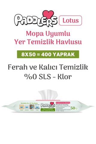 Easy Clean Lotus Çiçeği Kokulu Mopa Uyumlu Yer Temizlik Havlusu 8x50 400 Yaprak beyaz