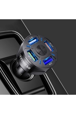 Blue Team Qc3.0 4- Port Çıkışlı Çoklu Usb Araç Şarjı Şarj Aleti 25w Pd Siyah