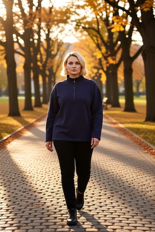 Benerly Kadın Dik Yaka Fermuarlı Düşük Kol Regular Kalıp Örme Sweatshirt Lacivert