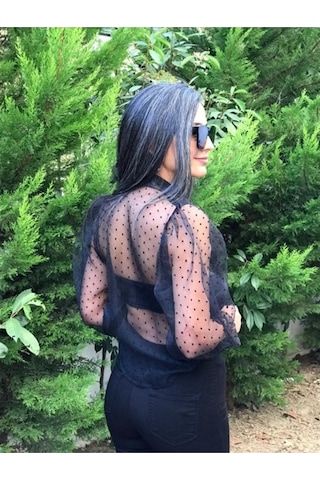 Forlady Siyah Arkası Dekolteli Gömlek