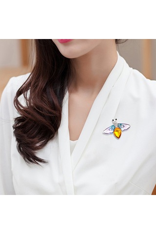 Padalink Yeşil Yncp6119 Büyük Boy Yaban Arısı-basıkan Kelebek Desenli Allüminyum Kristal Taşlı Giyim Dekorasyonu Broş Yeşil