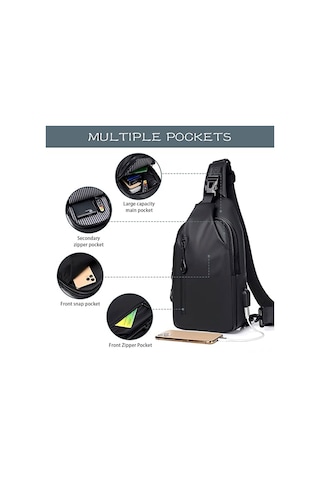 Jeemson Erkekler İçin Su Geçirmez Çapraz Çanta - Usb Portlu, Çok Bölmeli, Büyük Kapasiteli Outdoor Sling Bag Çok Renkli