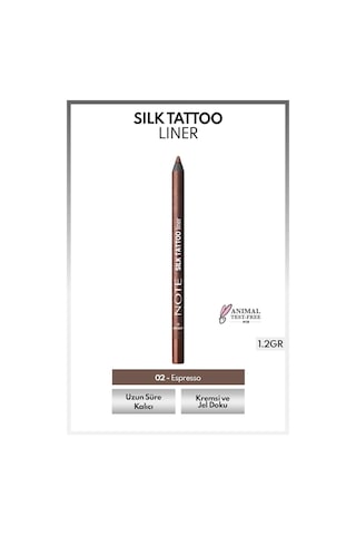 Note Cosmetique Silk Tattoo Liner Suya Dayanıklı İpeksi Jel Göz Kalemi 02 Espresso