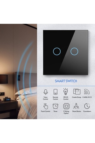 Pazly Google Home Dostu Wi-fi Anahtar - Dokunmatik Kontrol, Zamanlayıcı, Nötr Kablosuz Anahtar Diğer