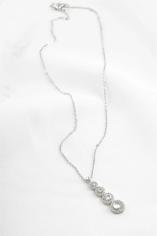 Ervanur Dört Sıra Zirkon Taşlı Su Yolu Kolye Gümüş