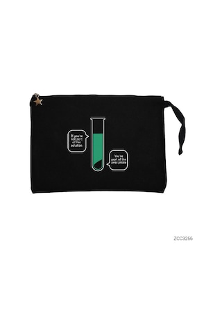 Zepplin Giyim Kimyager Formül Siyah Clutch Astarlı Cüzdan / El Çantası Siyah