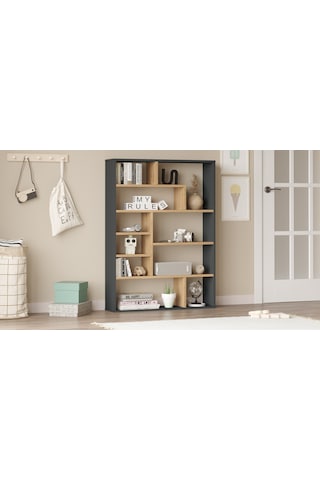 Robin Home Felix Kitaplık 124cm Sepet-antrasit