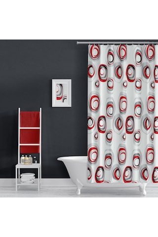 Banyo Perdesi 1 x 110 x 200 Tek Kanat Duş Perdesi Halkalı Duşakabin Perdesi 4954 Karma Çok Renkli