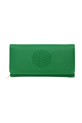 Adelina Bags Yaşam Çiçeği Baskılı Şans Cüzdanı Kağıt Bozuk Para Ve Kartlık Bölmeli Yeşil Kadın Cüzdan Yeşil