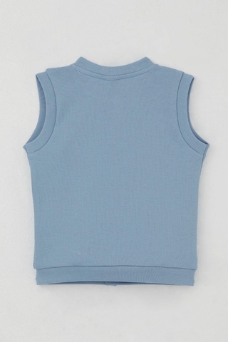 Breeze Erkek Bebek Yelek Çıtçıtlı Sevimli Balonlu Ayıcık Armalı 4 Ay-1 Yaş, Mavi Mavi