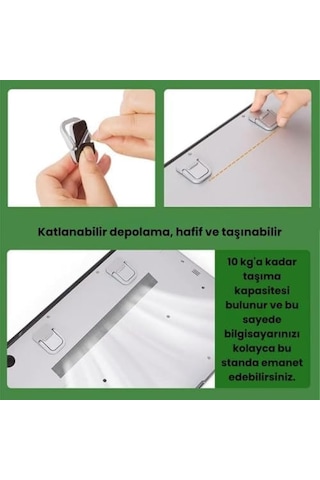 Coofbe 2 Adet Yapışkanlı Katlanılabilir Laptop Standı Portatif Macbook Bilgisayar Laptop Stand Ayagi Siyah