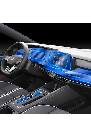 Novstrap Vw Golf 8 İle Uyumlu Trim Ve Ekran Koruyucu Film 18 Parça Şeffaf Araç İçi Ppf Kaplama Seti