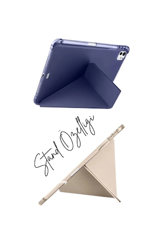 Lenovo Tab K11 Gen 2 Tb336fu 11 İnç Modeliyle Uyumlu Kılıf Kalem Bölmeli Standlı Arkası Silikon Kapaklı Kılıf