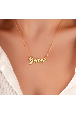 925 Ayar Gümüş İsimli Kadın Kolye 7 Sarı