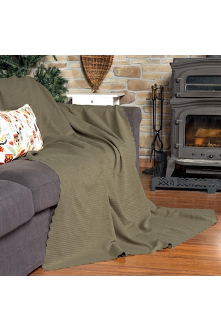 Mikrofiber Şönil Fitilli Minimalist Koltuk Örtüsü -175x300 Cm Large, Çift Taraflı, Kaymaz, Terletmez Kapuçino Kapuçino