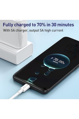 Zga Cb05 5a Usb Tip-c Tamamen Uyumlu Hızlı Şarj Veri Kablosu, Uzunluk: 1m Beyaz