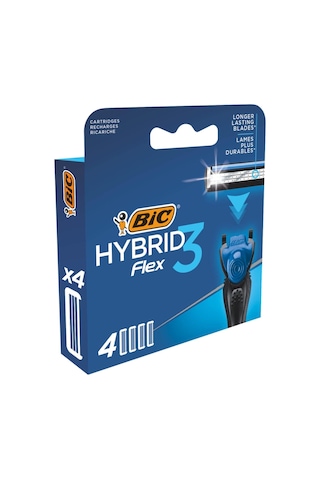 Hybrid 3 Flex Erkek Tıraş Bıçağı 1 Sap Ve 4 Yedek Başlık 3 Bıçak , 3 Nano Teknolojik Titanyum Bıçak, E Vitamini İle Zenginleştirilmiş Geniş Kayganlaştırıcı Bant