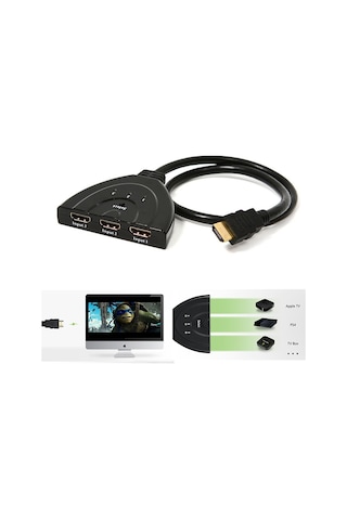 3 Port Kablolu Hdmi Switch Çoklayıcı Çoğaltıcı Splitter