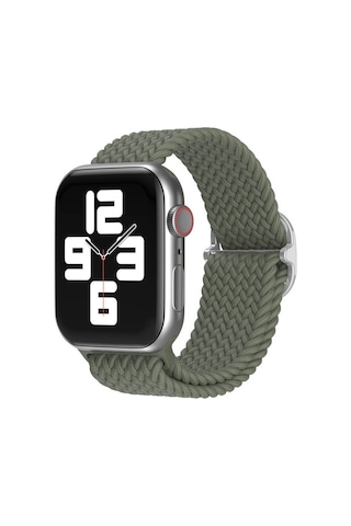 Wozlo Apple Uyumlu Watch 1 2 3 4 5 6 7 8 Se Ultra Solo Loop Esnek Örgü Tokalı Kordon 38/40/41mm- Haki Yeşil