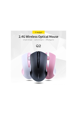 Monyee T-wolf Q2 2.4g Kablosuz Fare - 1200dpı, 3 Tuşlu, Ergonomik Tasarım, Pembe Renk, Windows/mac Uyumlu