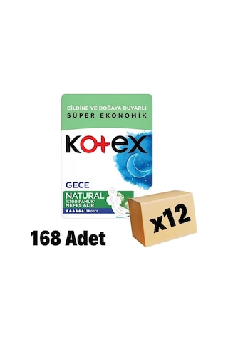 Kotex Natural Gece Hijyenik Ped 14'lü 12 Adet