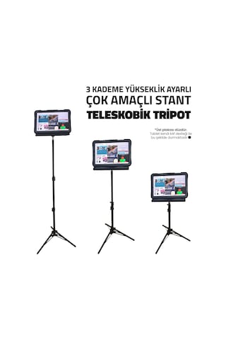 Upway Çok Amaçlı Teleskobik Sahne, Projeksiyon Ve Tablet Standı - 112 Cm Teleskobik Tripot
