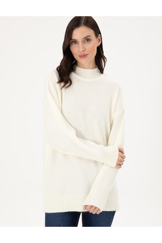 Pierre Cardin Ekru Oversize Yarım Balıkçı Kazak 50301841-vr019