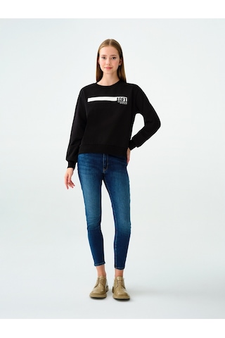 Regular Fit Kadın Sweatshirt Siyah