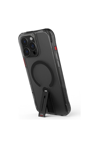 Apple Uyumlu iPhone 16 Pro Kılıf Magsafe Şarj Özellikli 360 Derece Dönebilen Standlı Skinarma Helix Kapak Siyah