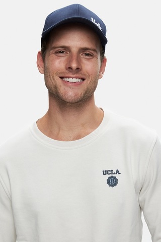 Ucla Valley Bej Bisiklet Yaka Baskılı Standart Fit Erkek Sweatshirt Bej