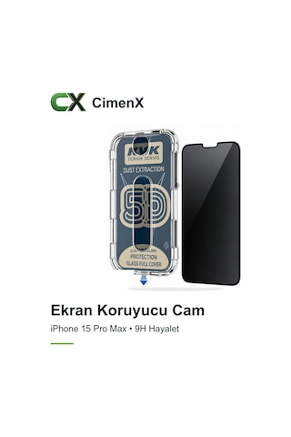 Kvk Apple iPhone Uyumlu 15 Pro Max - 9h Hayalet Full Cover Montaj Aparatlı Ekran Koruyucu Cam