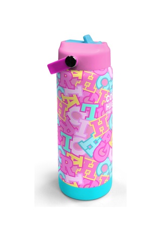 Coral High Pembe Su Yeşili Harf Desenli Katlanır Ağızlıklı Çelik Termos 650 Ml 38323 Su Yeşili