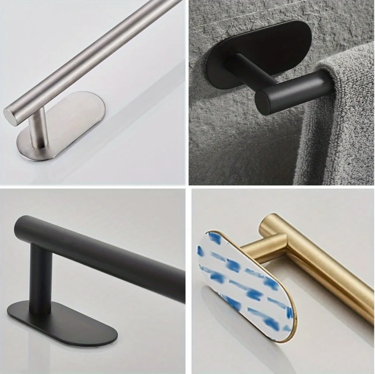 Kosona Stainless Steel 20cm Otomatik Tutucu Bez Çemberi - Delik Olmadan Kurulum, Evini Düzenle Gümüş