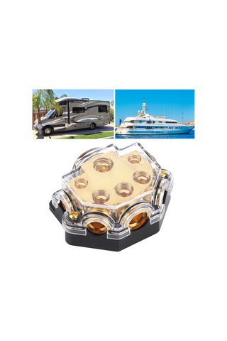 Yunboo Oto Bot Kapalı Korumalı 5 Yollu Güç Dağıtım Kutusu - Alüminyum Alyazı, 0/4ga Giriş, 2/4/8ga Çıkış, Ses Sistemi Koruma