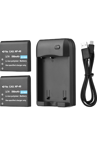 Geeksen Np-40 Şarj Cihazı Ve 2 Adet 800mah Pil - Usb Şarj Kablolu, Led Göstergeli
