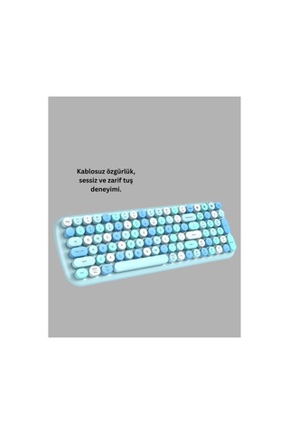 Retro Daktilo Stilli Kablosuz Klavye Mouse Seti Sessiz Ve Şık - Hs08371023-1952 Renkli