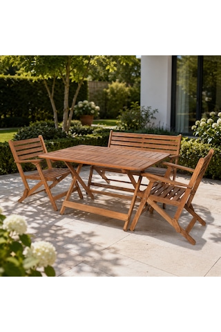 Modermo 4-6 Kişilik Geniş Katlanır Ahşap Bahçe Seti - 135x80cm. Grup D