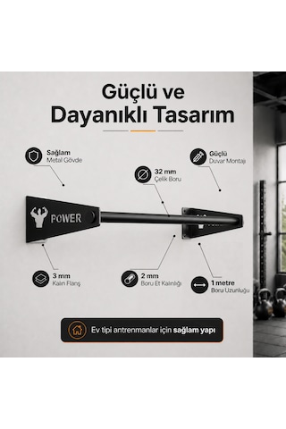 Barfiks Aleti - Barfiks Demiri - Barfix Çubuğu - Demir Bar Siyah Power