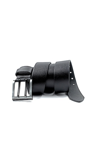 %100 Manda Derisi Çift Dilli Erkek Kot Kemeri 4,5 Cm Siyah