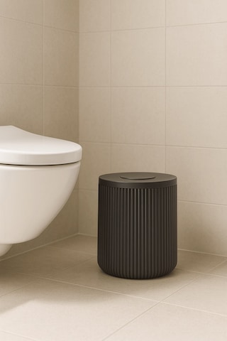 Lines Serisi Antrasit/gri Akrilik Çöp Kovası Silindir, 5 Litre, 25cm, Kolay Temizlenir - 3372 Antrasit - Gri