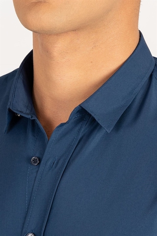 Tudors 24893 Nefes Alan Kravatlık Slim Fit Erkek Gömlek Lacivert