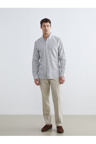 Lcwaıkıkı Classic Bej Regular Fit Ekose Gabardin Erkek Gömlek
