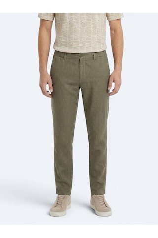 Kip Haki Dokuma Relaxed Fit Casual Pamuk Karışımlı Pantolon