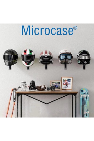 Microcase Motorcular İçin Duvara Monte Metal Elbise Ve Kask Askılığı Al5711 Siyah