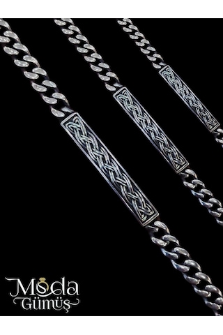 Modagümüşevi 925 Ayar Gümüş Desenli Gurmet Erkek Bileklik