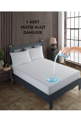Tek Kişilik Kapitone Fitted Su Geçirmez Sıvı Geçirmez Yastık Ve Yatak Alezi Seti Yatak Koruyucu Beyaz