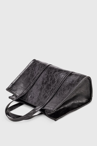 Housebags Siyah Deri Görünümlü Çift Askılı Tote Bag 253 Siyah