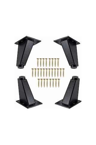 Mufunye 4 Parça Mobilya Ayakları, Alüminyum Metal Eğik Mobilya Ayakları, Dolap Kanepe Masa Şifonyerinin Kanepe Ayaklarının Değiştirilmesi Siyah, 80mm