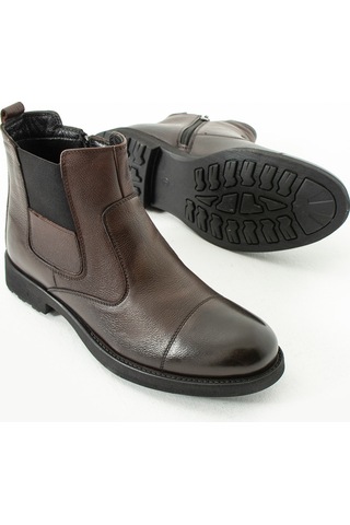 Güvener Fermuarlı Hakiki Deri Bot Kahverengi Kahverengi