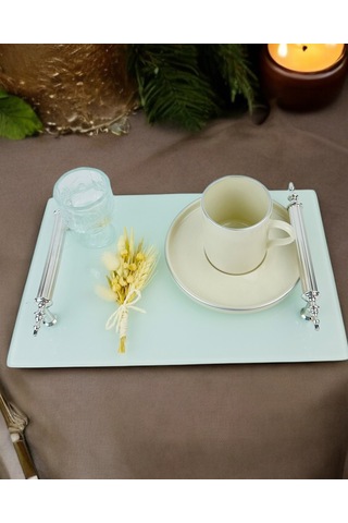 Harmonize Beyaz Söz Tepsisi Ve Damat Kahve Fincanı Bronz Bronz